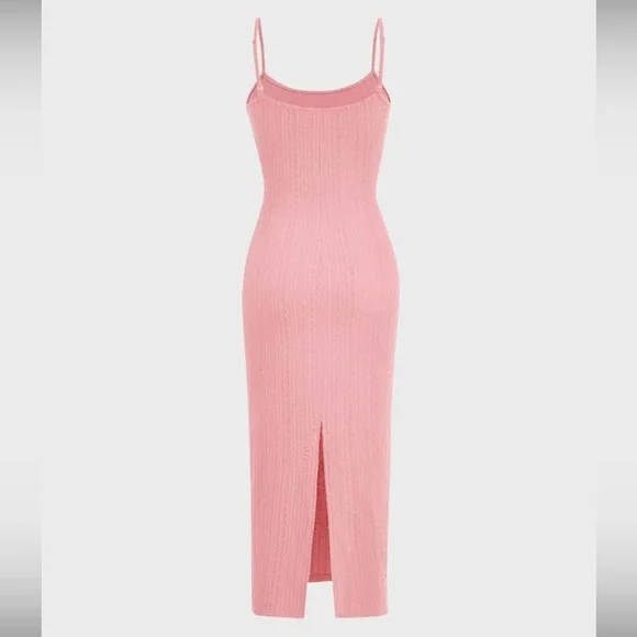 Baby Girl Pink Solid Split Hem Cami Dress Size Large - Picture 4 of 10